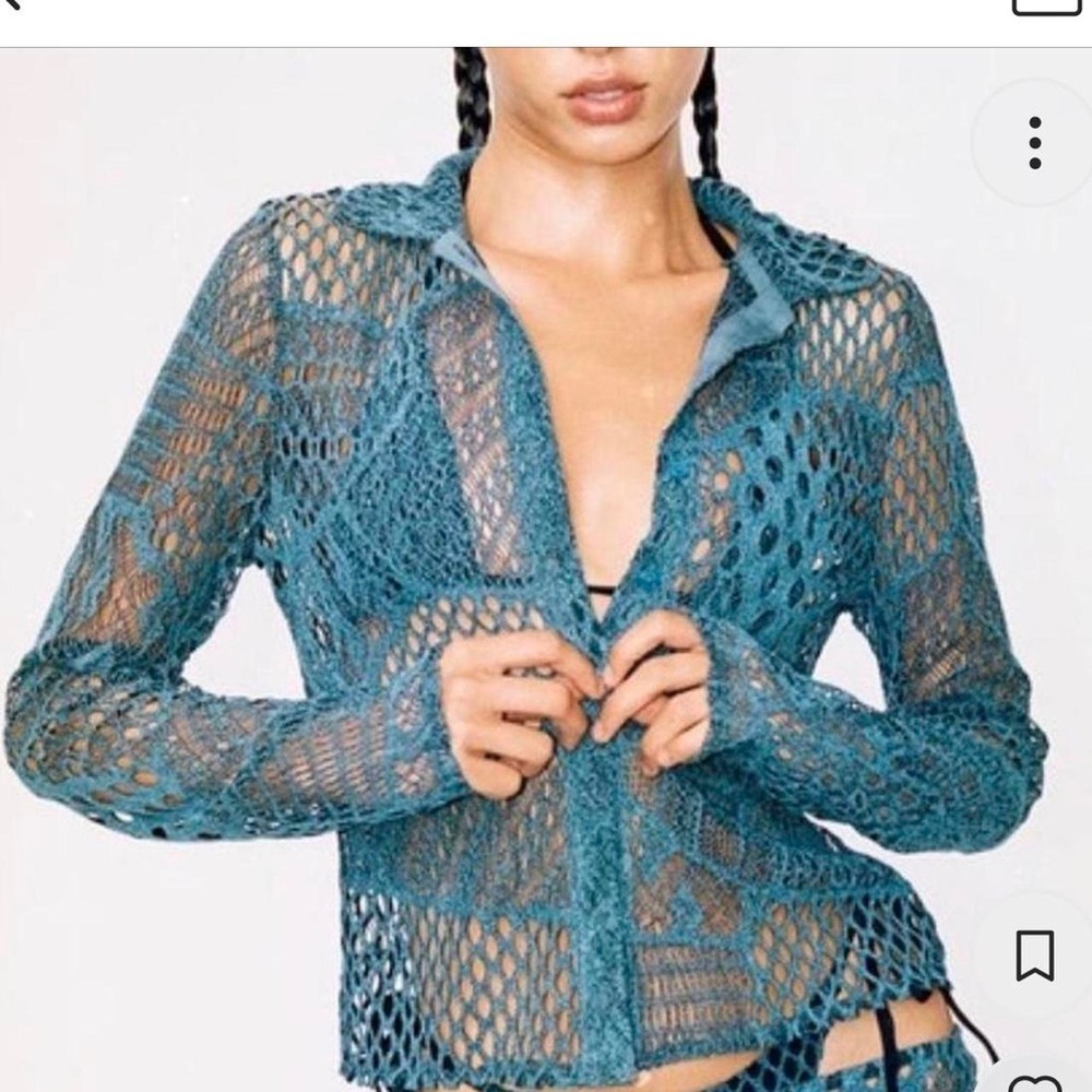 WITH JEAN blue coverup top